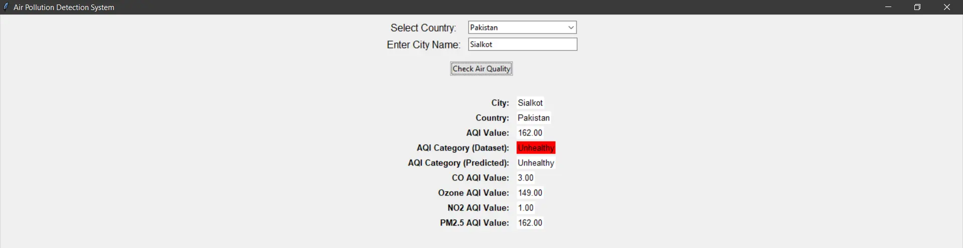 Air Pollution Detection System