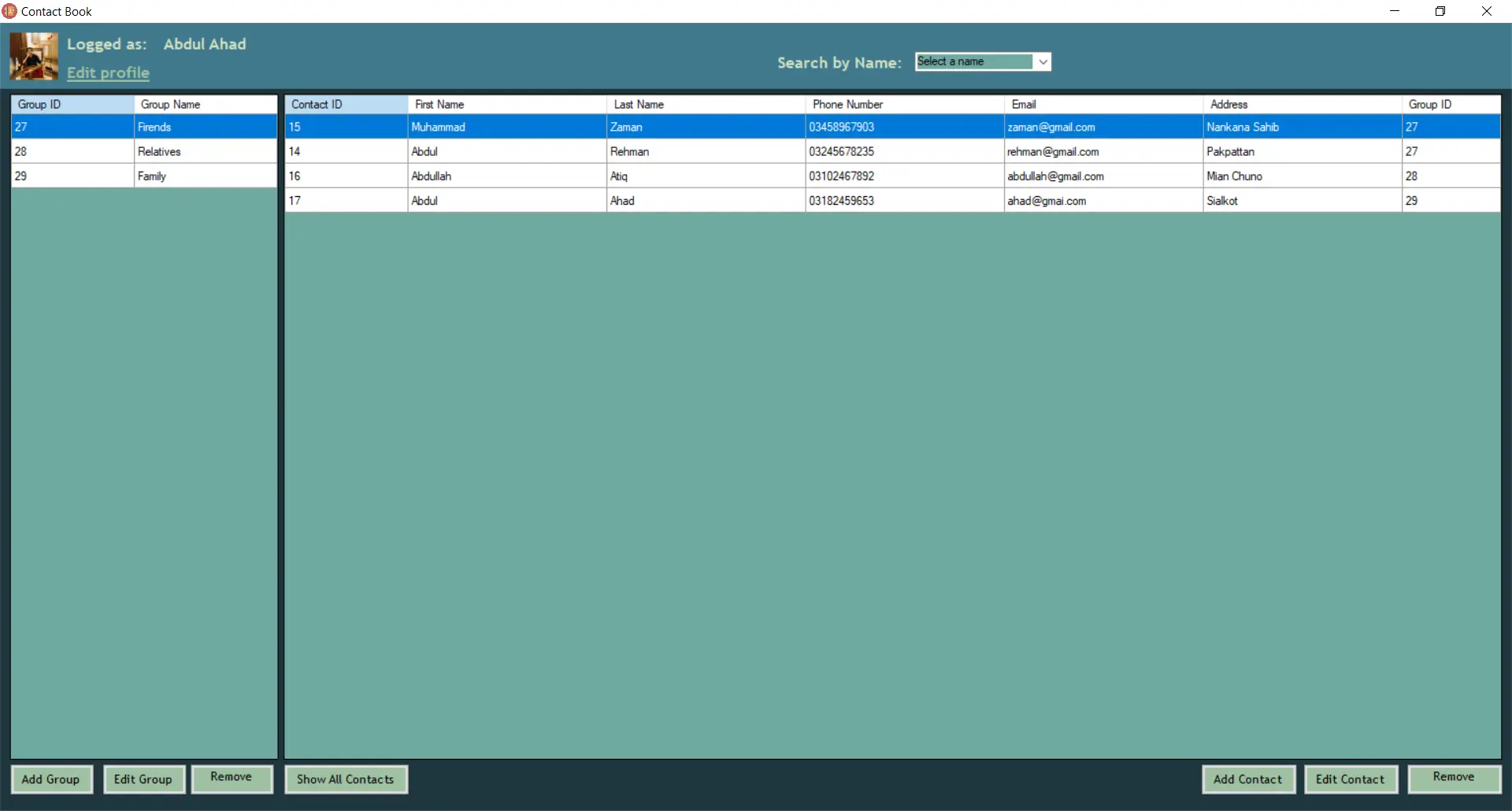 Contact Book Management System